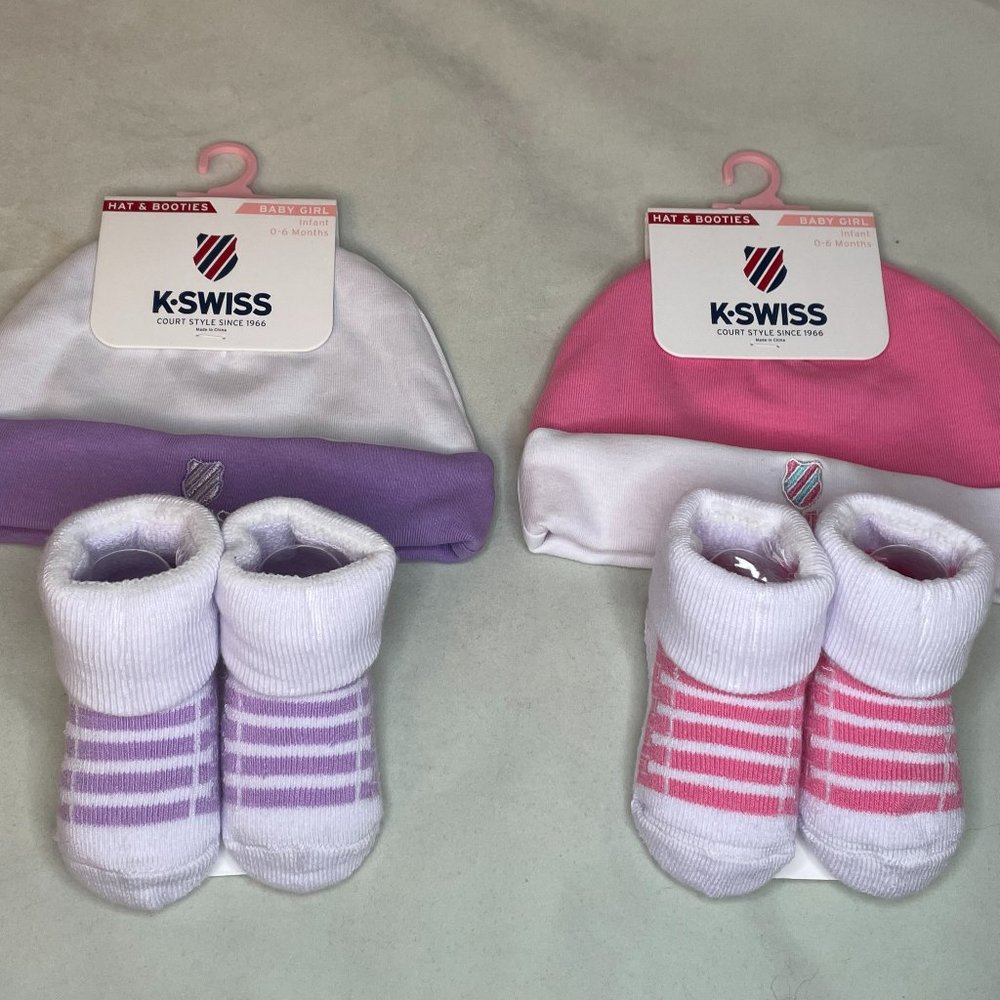 K Swiss Baby Girl Hat And Booties Set Of 2
